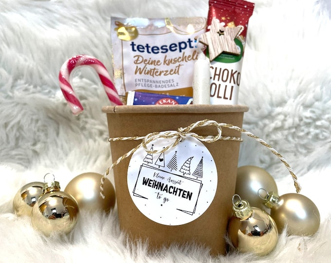 Geschenk Weihnachten to go kleine Auszeit im Becher verpackt
