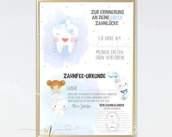 Tooth Fairy Certificate for Boys, PDF POSTER Tooth Fairy Certificate Blue & Reminder of the Gap Tooth, Tooth Fairy Letter, Baby Teeth, First Gap Tooth