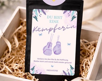 Du bist eine Kämpferin - Tee - kleines Mitgebsel, Geschenk, Krebs, Geschenk Krankenhaus, Geschenk für Patienten, Gute Besserung, Krankheit