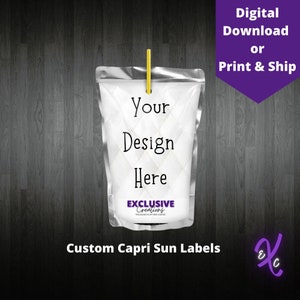 Custom Capri Sun Labels, Party Labels, Birthday Labels, Digital Download, Print & Ship