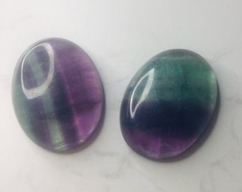 Oval Rainbow Fluorite Cabochon Wire Wrapping, Seed Beading, Soutache. Jewellery Making RF14