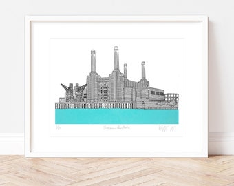 Battersea Power Station London Limited Edition Screen Print, Architectural Print Wall Art (unframed)