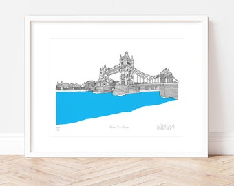Tower Bridge London Limited Edition Screen Print, Architectural Print Wall Art (unframed)