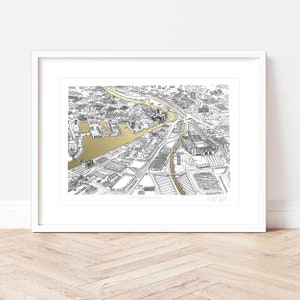 Manchester, Football London Limited Edition Screen Print, Architectural Print Wall Art (unframed)