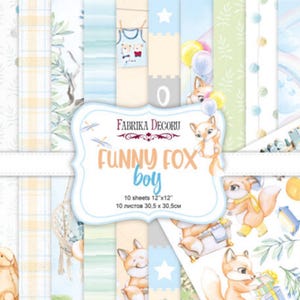 Scrapbook Paper/Scrapbook Paper Pack/Scrapbooking Paper Pad 12x12 8x8/Paper for Scrapbooking/Funny fox boy/FDSP-01104