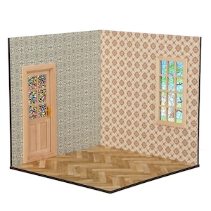 1/12 Scale Dollhouse Roombox Kit: Miniature Sitting Room Diorama