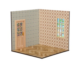 Kit Roombox pour maison de poupée à l'échelle 1/12 : diorama miniature pour salon