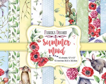 Summer Scrapbook Paper Pad, 12x12 Collage Sheets