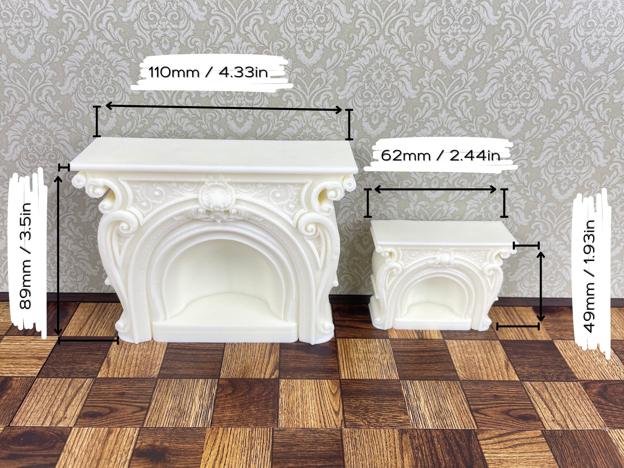 Miniature 1:12 – Cheminée Blanche En Bois Pour Maison De Poupée – Accessoire Décoratif – Artisanal, Non Toxique