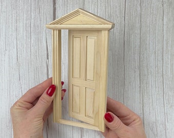 Dollhouse miniature, Scale dollhouse 1 12, Wood door, Unpainted Wooden door, 6 panel door, Internal door