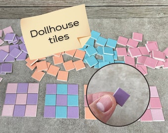 Dollhouse tile flooring, Hobby miniatures floor tiles, Antique checkerboard tiles, 1:12 scale small square tiles, Farmhouse Floor, 575 Color