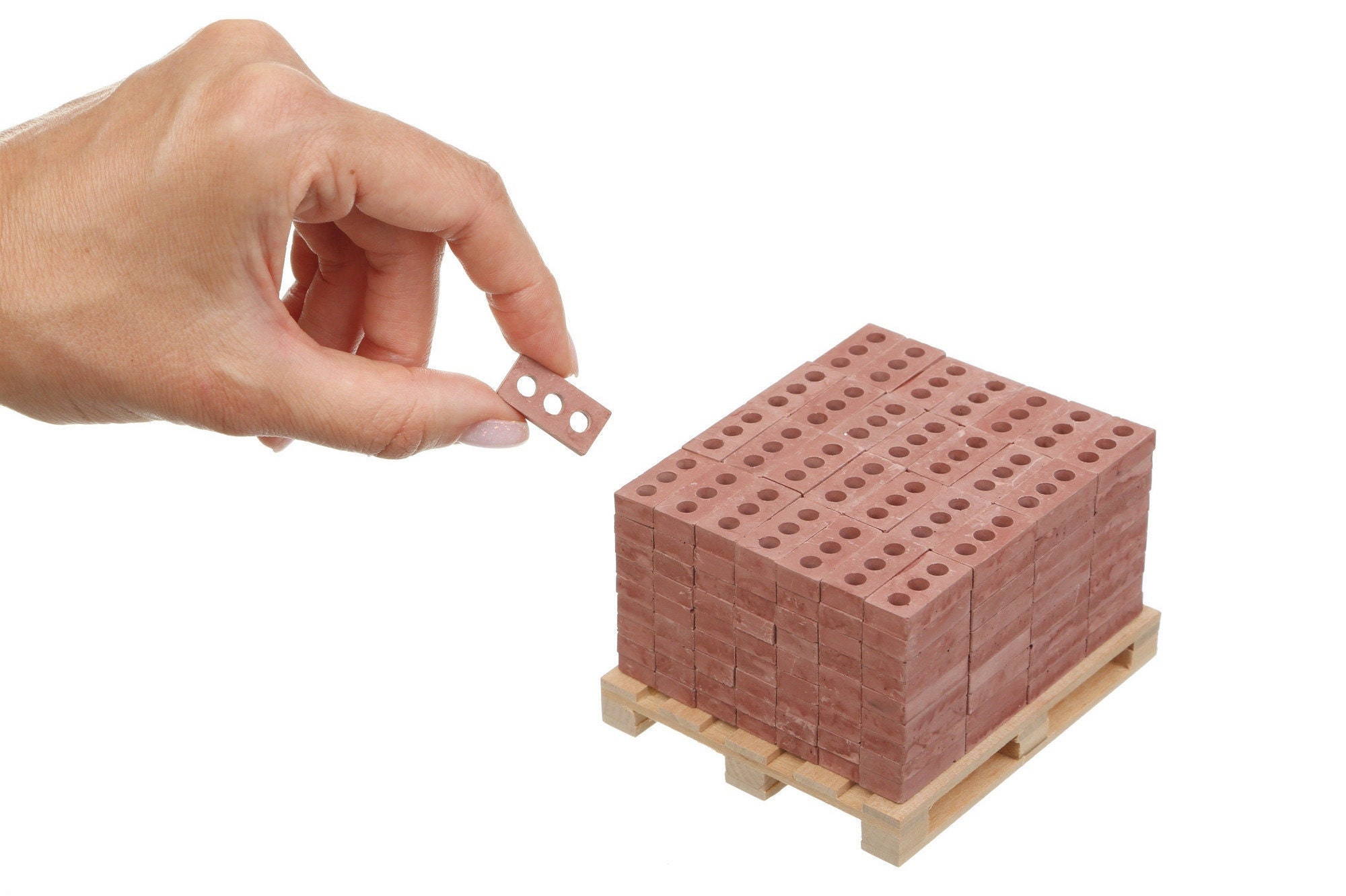 Mini Bricks with Pallet,  1:12 Scale, Perfect for Dioramas, Gifts for Men, Desk Toy, Mini Building Materials, Miniature Bricks, Fairy Garden
