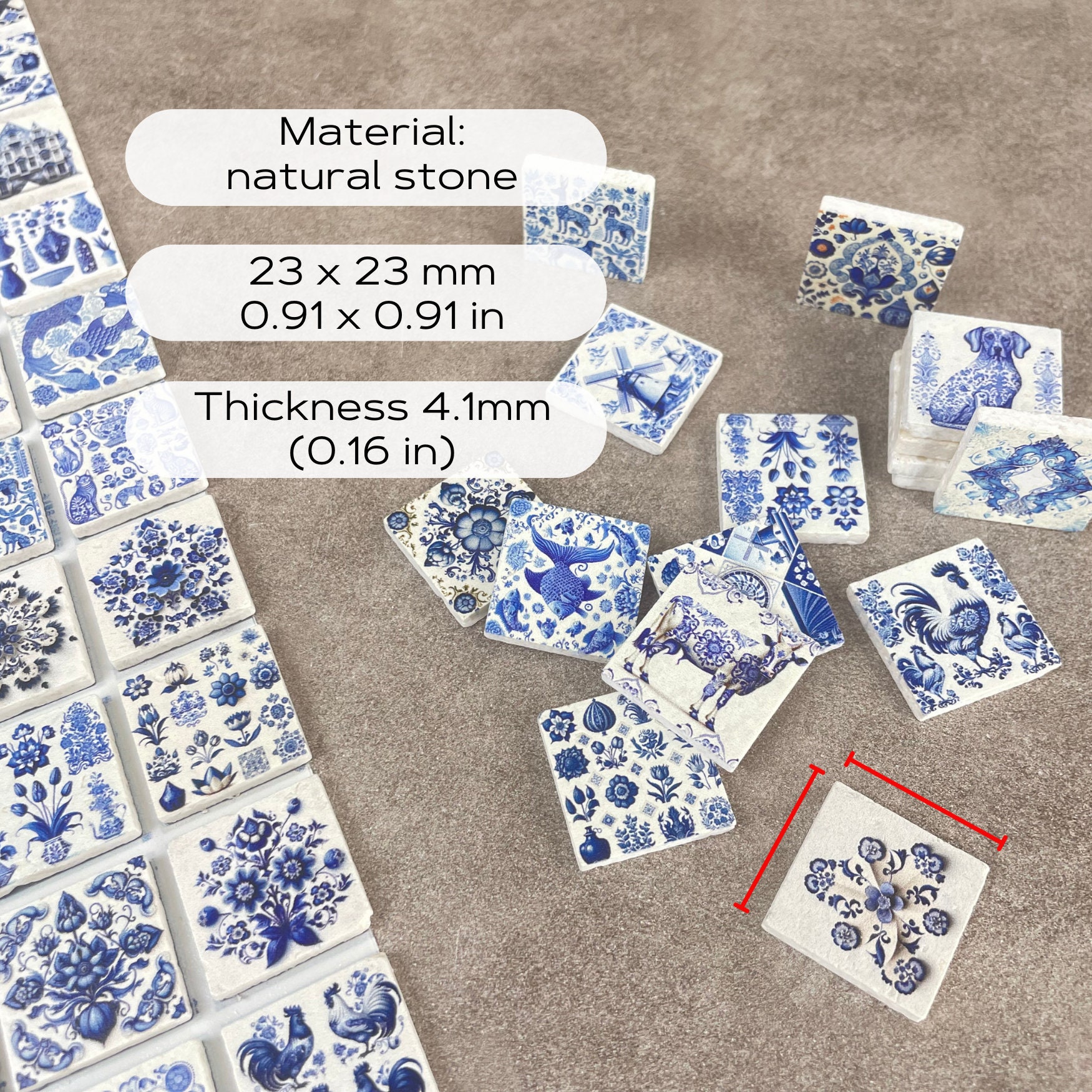 Tile Stone Mini Miniature Stone Tiles, Crafts Wall Mosaics, 1:12 Scale Small Square ...