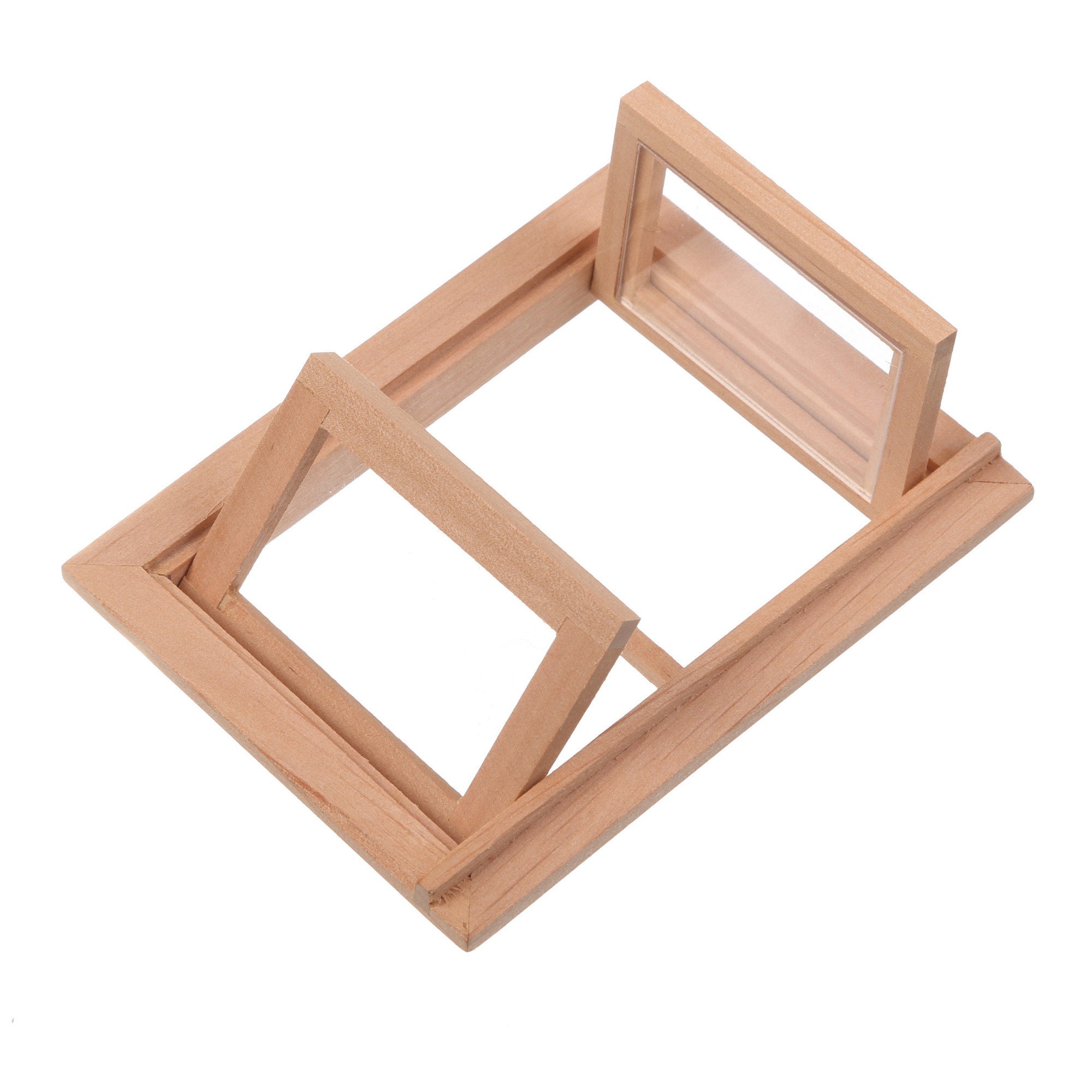 2er-Pack Puppenhaus-Fenster 1:12 – Holzfensterrahmen, Miniatur-Deko Für Puppenhäuser, DIY-Möbel-Zubehör, 2 Stück