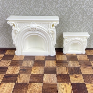 Cheminée de maison de poupée, meubles miniatures de maison de poupée, échelle 1:12, cheminée ornée de blanc, non peint