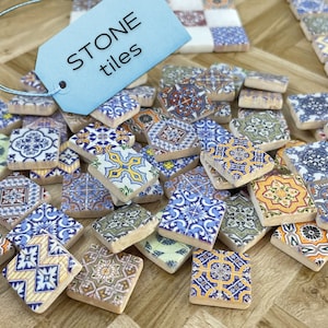 Small stone tiles for use in art projects, Dollhouse flooring, Mosaic tiles for mirror, Scale dollhouse 1:12, Craft kit supplies, 325_344