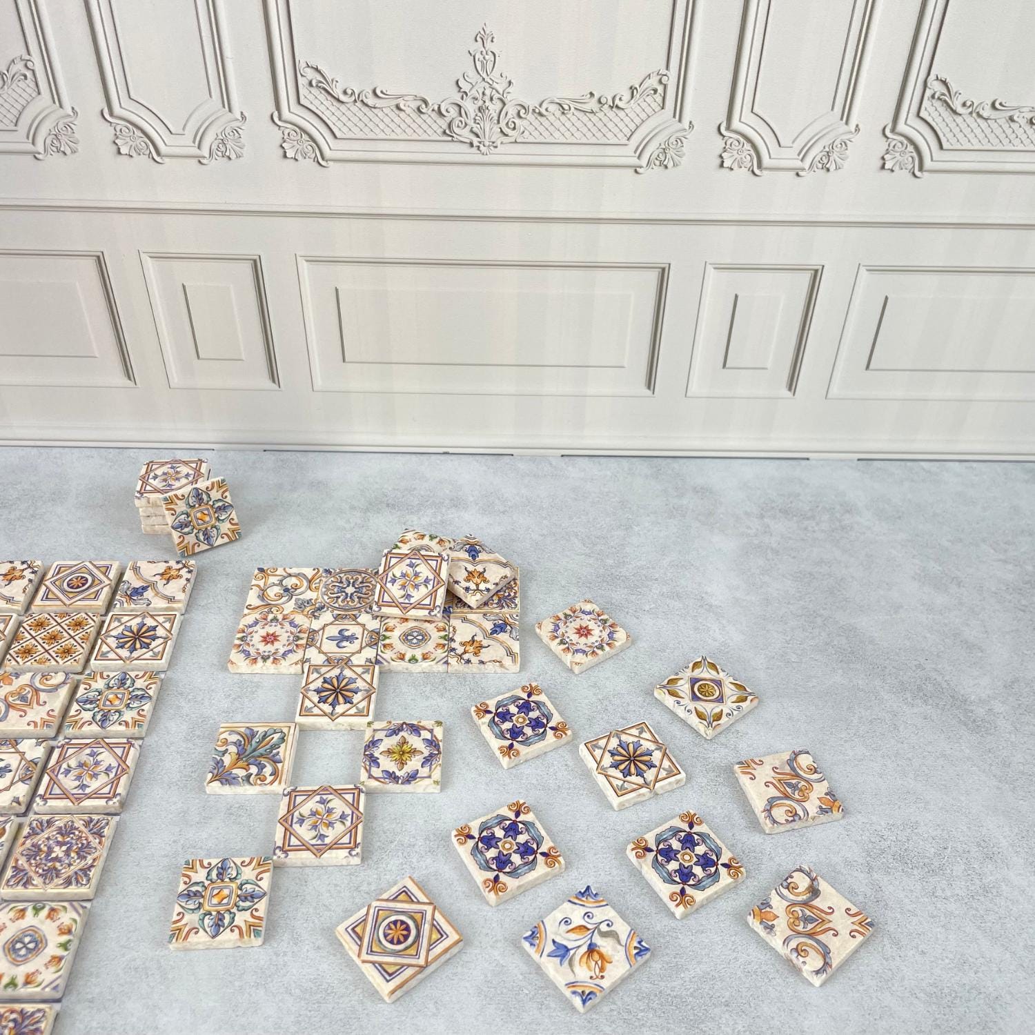 Tile Stone Mini Miniature Stone Tiles, Crafts Wall Mosaics, 1:12 Scale Small Square ...