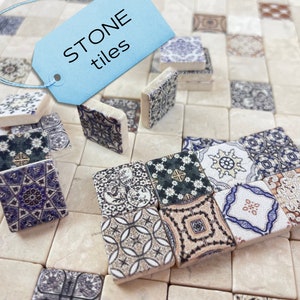 Dollhouse flooring, Miniature furniture, Mosaic tiles, Scale dollhouse 1:24, Stone mosaic tiles, Kitchen cabinet, Farmhouse Floor, 363