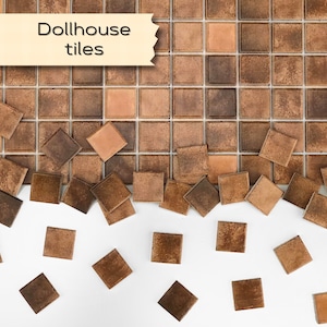 Dollhouse tile flooring, Miniature furniture, Terra cotta floor, 1:12 scale small square tiles, Mini Spanish tile, Farmhouse Floor, 561