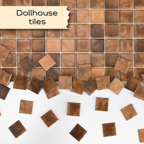 Dollhouse tile flooring, Miniature furniture, Terra cotta floor, 1:12 scale small square tiles, Mini Spanish tile, Farmhouse Floor, 561