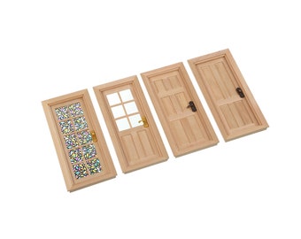 Porte en bois miniature pour maison de poupée, porte intérieure à l'échelle 1:12, modèle non peint, meubles de maison de poupée bricolage - France