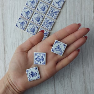 Dollhouse flooring, Dutch tiles, Scale dollhouse 1:12, Tiles for Modeling, Miniature Diorama, Set of miniature tiles, 214_219