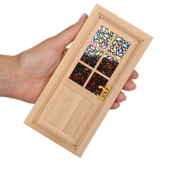 Porte en bois miniature pour maison de poupée, porte intérieure à l'échelle 1:12, 4 panneaux non peints, meubles de maison de poupée bricolage - France