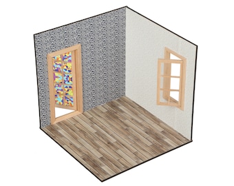 Kit de boîte de chambre pour maison de poupée : salon miniature à l'échelle 12 à monter soi-même