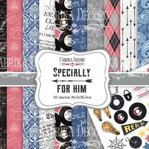 Scrapbook collage/Scrapbook Paper Pack/Scrapbooking Paper Pad 12x12 8x8/Paper for Scrapbooking/Specially for him/FDSP-01043