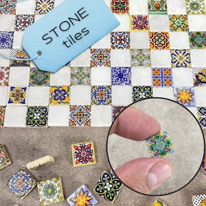 Small stone tiles for use in art projects, Mosaic tiles for mirror, Scale dollhouse 1:12, Craft kit supplies, 2055