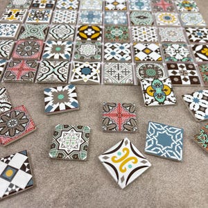 Miniature Stone Tiles, 1:12 scale small square tiles, Crafts wall mosaics, Tile coaster, Decorative tiny tile, Ceramic wall art