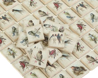 Miniature Stone Tiles, Crafts wall mosaics, 1:12 scale small square tiles, Tile coaster, Decorative tiny tile, Stone wall art, 09