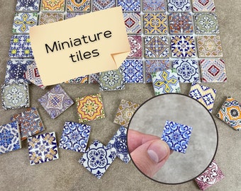Dollhouse Tile Flooring, Miniature Ceramic Tiles for Realistic Floor, 1:12 scale small square tiles, Crafts wall mosaics, Tile coaster, 325