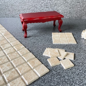 Dollhouse tile flooring, Miniature Tiles for Realistic Floor, Modern dollhouse, 1:12 scale small square tiles, 564 image 1