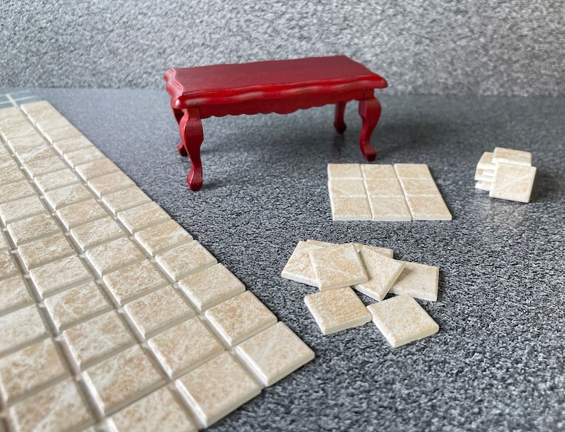 Dollhouse tile flooring, Miniature Tiles for Realistic Floor, Modern dollhouse, 1:12 scale small square tiles, 564 image 1