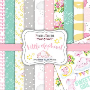 Scrapbook Paper/Scrapbook Paper Pack/Scrapbooking Paper Pad 12x12 8x8/Paper for Scrapbooking/Little elephant/FDSP-01030