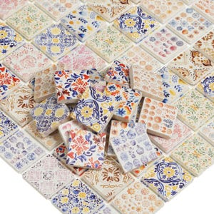 Miniature Stone Tiles, Crafts wall mosaics, 1:12 scale small square tiles, Tile coaster, Decorative tiny tile, Stone wall art, 01