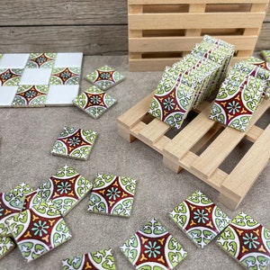 Dollhouse Tile Flooring, Miniature Ceramic Tiles for Realistic Floor, 1:12 scale small square tiles, Crafts wall mosaics, Tile coaster, 41