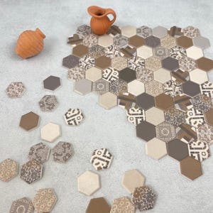 Zeshoekige tegels poppenhuis, miniatuurvloer, kleine zeshoekige tegel schaal 1:12, accessoires voor poppenhuis