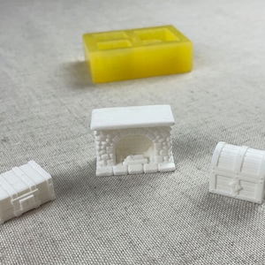 Silicone Mold: Miniature Fireplace, Chest, Tabletop Gaming Terrain