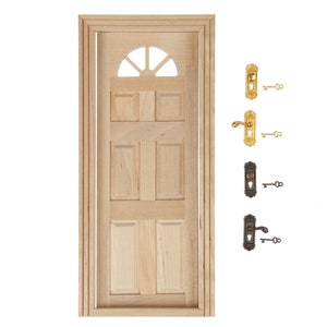 Dollhouse miniature, Scale dollhouse 1 12, Wood door, Unpainted Wooden door, 6 panel door, Internal door