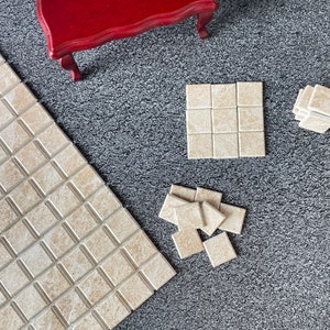 Dollhouse tile flooring, Miniature Tiles for Realistic Floor, Modern dollhouse, 1:12 scale small square tiles, 564 image 7