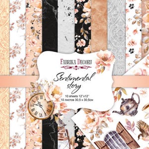 Scrapbook collage/Scrapbook Paper Pack/Scrapbooking Paper Pad 12x12 8x8/Paper for Scrapbooking/Sentimental story/01067