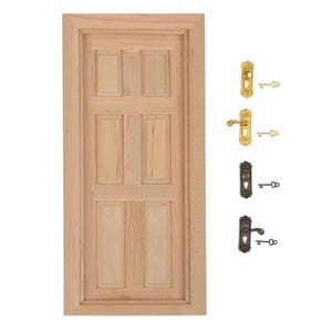 Dollhouse miniature, Scale dollhouse 1 12, Wood door, Unpainted Wooden door, 6 panel door, Internal door