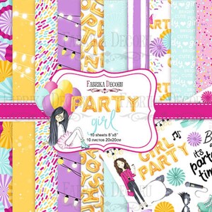 Scrapbook Paper/Scrapbook Paper Pack/Scrapbooking Paper Pad 12x12 8x8/Paper for Scrapbooking/Party girl/01063