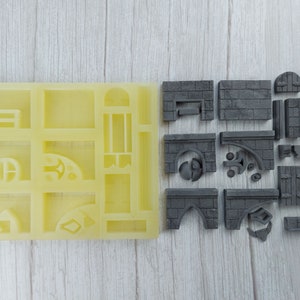 Silicone mold, Gothic Temples, DnD Miniature Terrain, Dungeon Wall, Dungeons and Dragons, Wargames accessories, Modular Walls, 20013