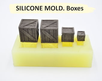 Silicone mold, Boxes, Silicone mold for resin, DnD Miniature Terrain, Miniature tabletop furniture, Silicone ice mold, 00011