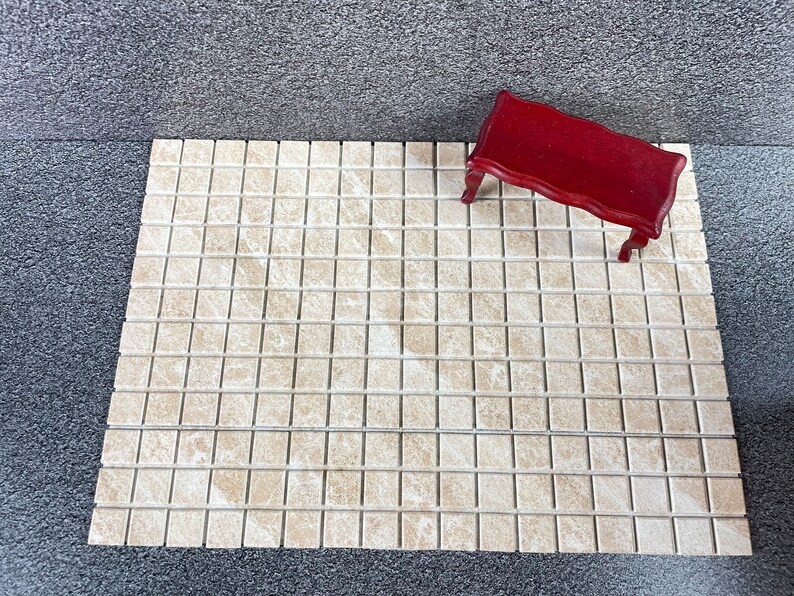 Dollhouse tile flooring, Miniature Tiles for Realistic Floor, Modern dollhouse, 1:12 scale small square tiles, 564 image 2