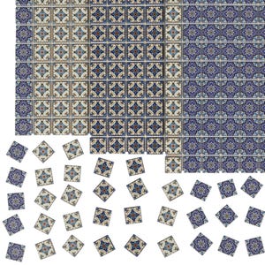 Dollhouse tile flooring, Hobby miniatures floor tiles, Dollhouse wall decor, 1:12 scale small square tiles, Building accessories kit, 115