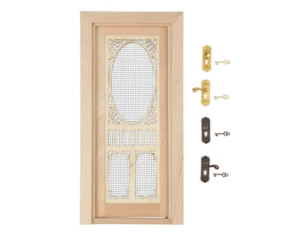 Dollhouse Miniature Wooden Door, 1:12 Scale Interior Door, Unpainted Design, DIY Dollhouse Furniture